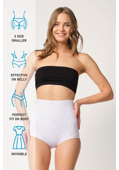 Beyaz Mı Emay 2842 Lazer Dantelli Slip Korse Beyaz