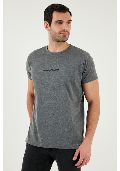 Buratti Pamuklu Slim Fit Bisiklet Yaka Erkek T Shirt 541Wind Antrasit