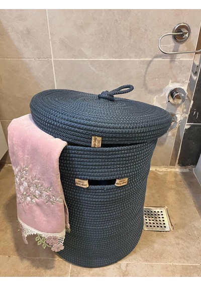 Zengin Design Home Banyo Çamaşır Sepet Zdh-456 Koyu Mavi