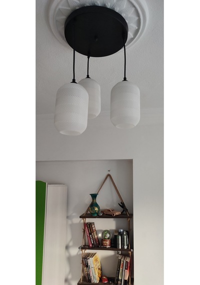 3d Desing Zıgzag 3'lü Siyah Sarkıt Avize 3 Başlıklı Avize Modern E27 Salon Yemek Odası Beyaz 3 Lü