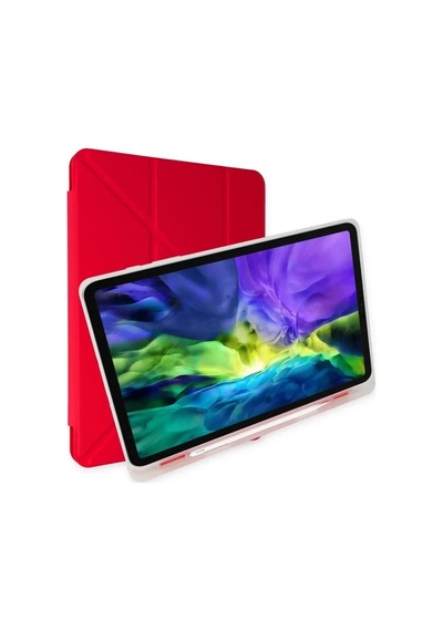 Mey İthalat Samsung Galaxy Uyumlu P610 Tab S6 Lite 10.4 Kılıf Kalemlikli Mars Tablet Kılıfı - Kırmızı