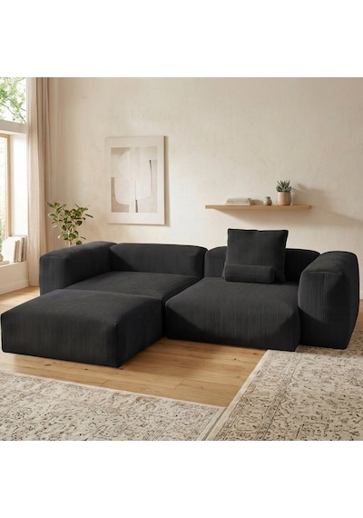 Relax Köşe Koltuk Takımı Sünger Koltuk Kanepe Divan Siyah