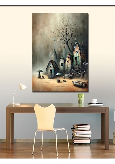 Kanvas Tablo Yağmurdaki Küçük Evler 50cmx70cm