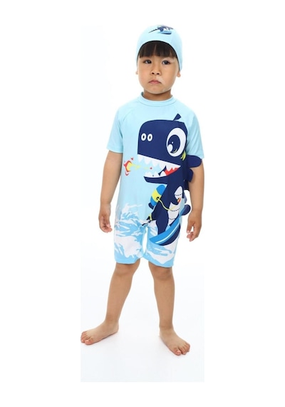 My Kids Wear Boneli Fermuarlı Erkek Çocuk Mayo Açık Yeşil