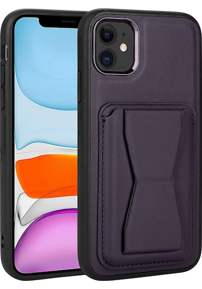Apple Uyumlu iPhone  11 Kılıf Kamera Çıkıntılı Kart Bölmeli Cüzdanlı Standlı Pu Deri Kapak Memo