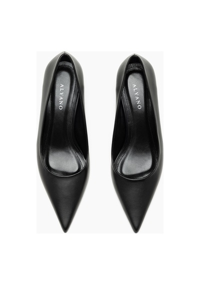 Alberta Hakiki Deri Siyah 5 Cm Topuklu Stiletto Ayakkabı