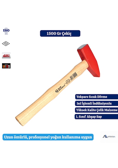 1500 Gr Tesviye Çekiç Ahşap Saplı Dövme Çelik Çekiç
