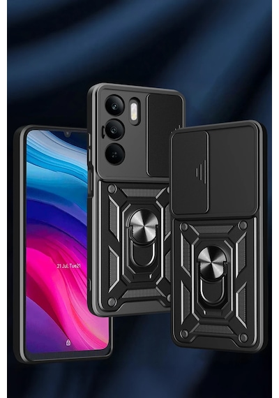 Muratech Newface Realme C75 4g Kılıf Pars Lens Yüzüklü Silikon - Kırmızı