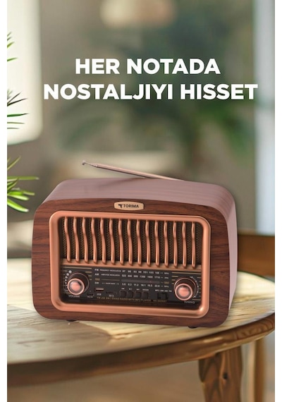 Torima D-59 Ahşap Nostalji Radyo Kablosuz Bluetooth Hoparlör