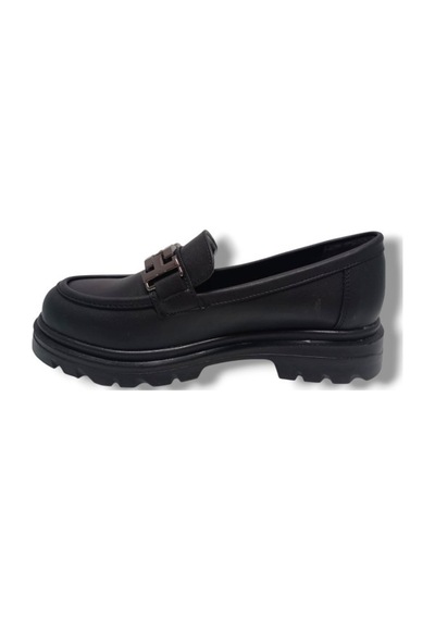 Fancy 801-25 Deri Loafer Tokalı Kadın Ayakkabı Siyah