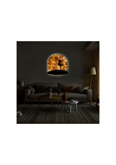 Kişiselleştirilebilir Led Işıklı Epoksi Cam Katmanlı Tablo Kaylee Dolunay Sarı - 738127534 Sarı