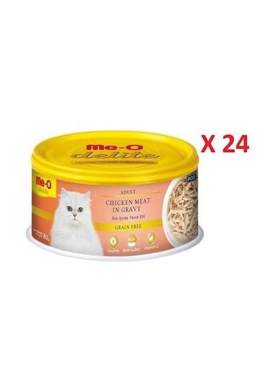 Me-o Delite Tahılsız Tavuklu Soslu Yetişkin Kedi Konservesi 24 x 80 G