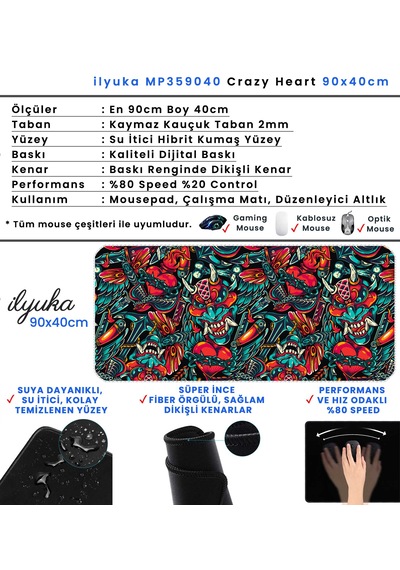 İlyuka Mousepad 90x40cm Büyük Boy Xxl Mp359040 Crazy Heart