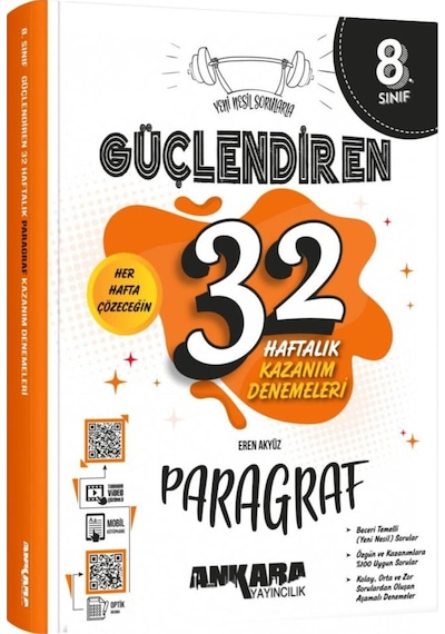 Ankara Yayıncılık 8. Sınıf Paragraf Güçlendiren 32 Haftalık Deneme