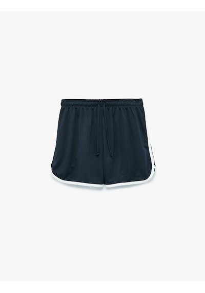 Koton Beli Bağcıklı Rahat Kalıp Biyeli Spor Mini Şort Lacivert 6sak40436nk