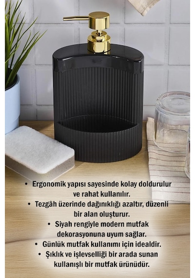 Oval Sıvı Sabunluk Sünger Hazneli Basmalı Mutfak Banyo Organizer Şık Tasarım Diğer