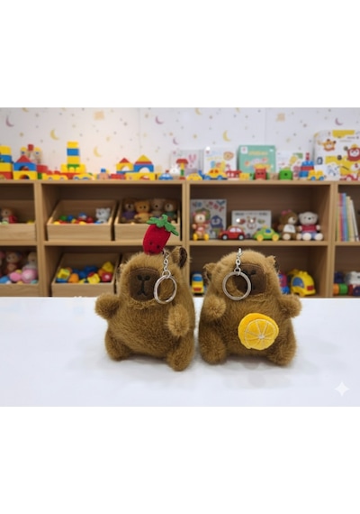 Capybara Anahtarlık Peluş Oyuncak Çanta Süsü Charm Kapibara Karışık Sulfat Meyve
