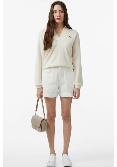 Lacoste Women's Classic Fit Polo Collar Cream Sweater Kadın Polo Yaka Clasic Fit Yün Kaşmir Kazak Krem Krem Lacoste Women's Classic Fit Polo Collar Cream Sweater Kadın Polo Yaka Clasic Fit Yün Kaşmir Kazak Krem Krem
