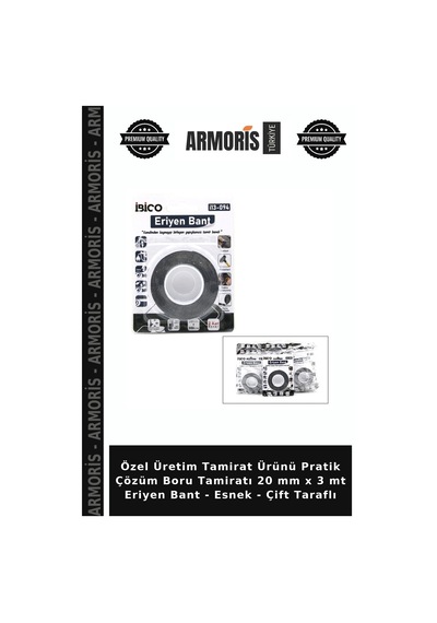 Özel Üretim Tamirat Ürünü Pratik Çözüm Boru Tamiratı 20 Mm X 3 Mt Eriyen Bant - Esnek - Çift Taraflı