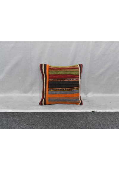 Zehra Abla Halı Yeni El Dokuma Patchwork Kırkyama Dekoratif Kilim Kırlent Yastık Kılıfı 6811 Çok Renkli