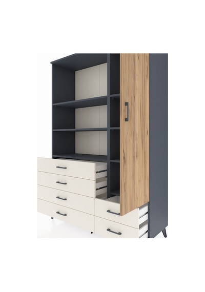 Hyperion Dolap 7 Raflı 6 Çekmeceli Tek Kapaklı 132x44x195 An... Antrasit