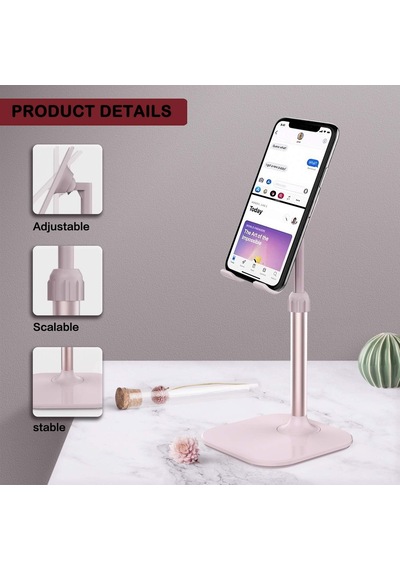 Cep Telefonu Standı, Masa Telefon Tutucu, İphone/tablet Uyumlu, Pembe