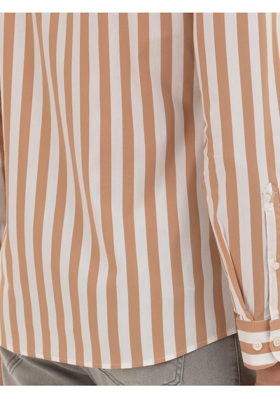 Cacharel Kahverengi Slim Fit Çizgili Gömlek