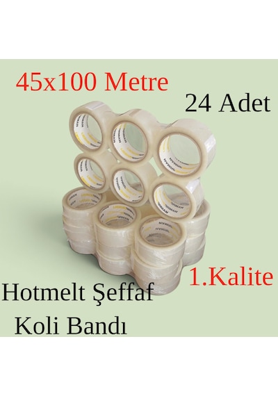24 Adet - Liebherrman - 45x100 Metre Hotmelt 1. Kalite Şeffaf Koli Bandı -aynı Gün Kargo