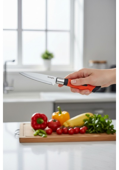 Chefline 5 Parça Turuncu Mutfak Bıçak Seti + 6lı Meyve Bıçağı Hediyeli Paslanmaz Çelik Turuncu