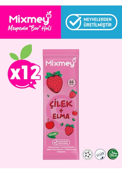 Mixmey Çilek Meyve Barı 12 Adet | Atıştırmalıklar – Vegan, Glutensiz, Koruyucusuz (20GR X 12 ADET) Mixmey Çilek Meyve Barı 12 Adet | Atıştırmalıklar – Vegan, Glutensiz, Koruyucusuz (20GR X 12 ADET)