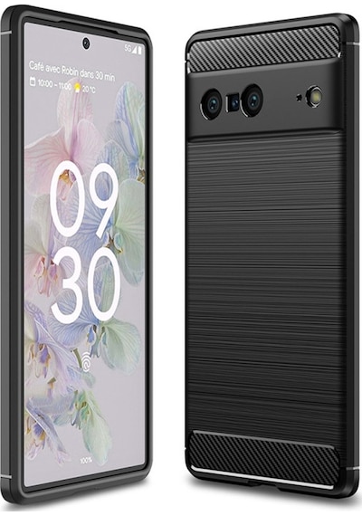 Google Pixel 7 Brushed Carbon Fiber Silikon Kılıf - Siyah Al3332