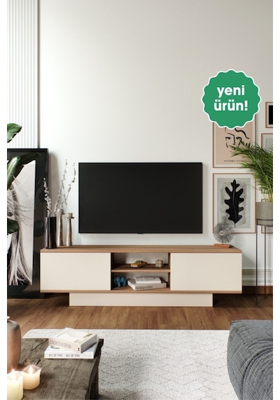 Verona Modern 2 Kapaklı Raflı Tv Ünitesi Tv Sehpası 180 Cm Ceviz-aytaşı