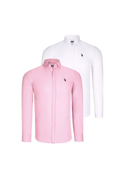 İkili Set G725 Dewberry Erkek Gömlek-beyaz-pembe Beyaz-pembe