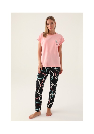 Rolypoly Cute Somon Kadın Kısa Kol Pijama Takımı