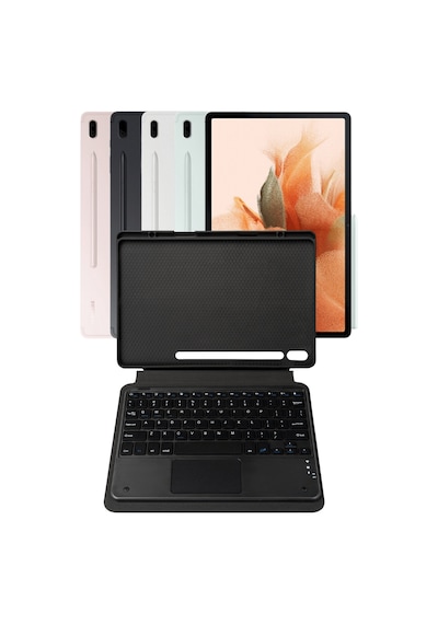 Fuchsia Galaxy Tab S10 Fe Plus İle Uyumlu Savvy Keyboard Bluetooh Bağlantılı Standlı Klavyeli Tablet Kılıfı Klavyeli Kılıf