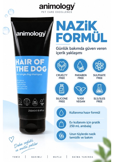Animology Hair Of The Dog Uzun Tüylü Köpek Şampuanı Tüy Bakımı Ve Kolay Tarama 250 Ml