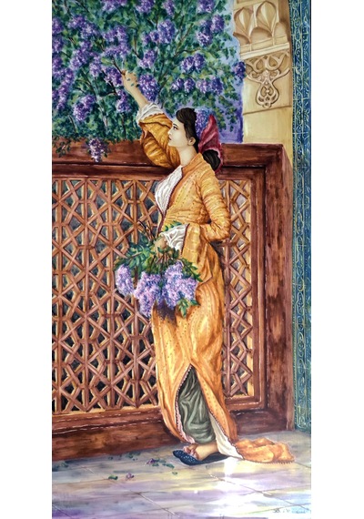 Aden Dijital Dekoratif Osman Hamdi Leylak Toplayan Kız Dekor Kanvas Tablo