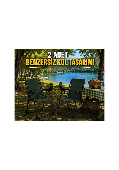 Holiday Kamp Sandalyesi, Katlanır Kamp Sandalyesi, Bardaklıklı Kamp Sandalyesi, Plaj Piknik Sandalye Yeşil