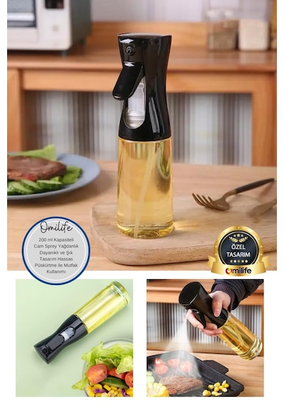 200 Ml Kapasiteli Cam Sprey Yağdanlık Dayanıklı Ve Şık Tasarım Ha