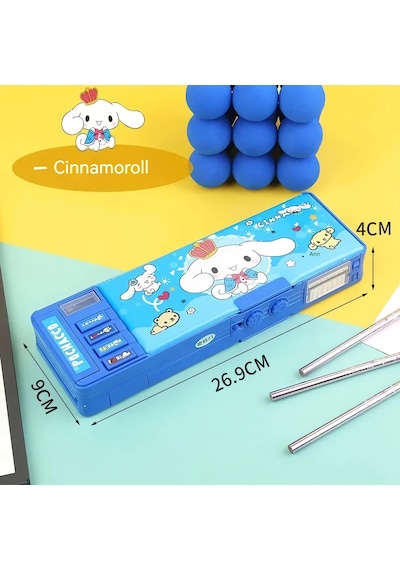 Sanrio Cinnamoroll Çok Fonksiyonlu Şifreli Kalem Kutusu Mavi Kuromi Kalemlik Sanrio Kore Tarzı Mavi