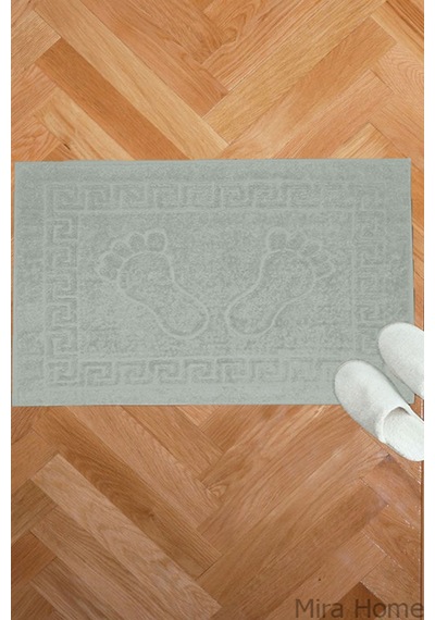 2 Li Ayak İzli Banyo Ayak Havlusu %100 Pamuklu Renkli 50x70 Cm Menom Yeşil