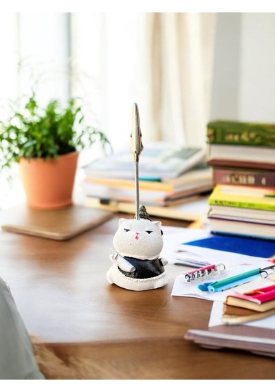 Tekli Japonya Şans Kedileri Kawaii Fotoğraf Ve Not Tutucu - Ofis Masa Not Tutacağı Siyah Kıyafetli