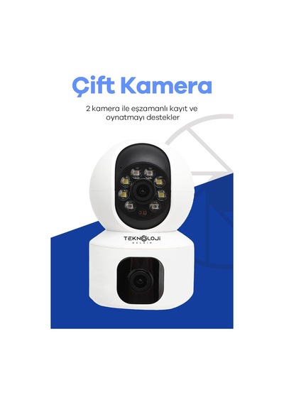Q5 Smart Kamera Ses Kayıtlı Gece Görüşlü Full Hd 1080p Çift Kamera Kablosuz Wi-fi Ip