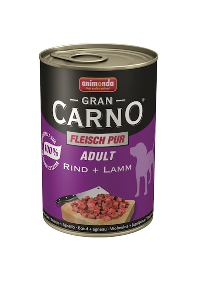 Animonda Gran Carno Sığır Etli ve Kuzu Etli Konserve Yetişkin Köpek Maması 400 G