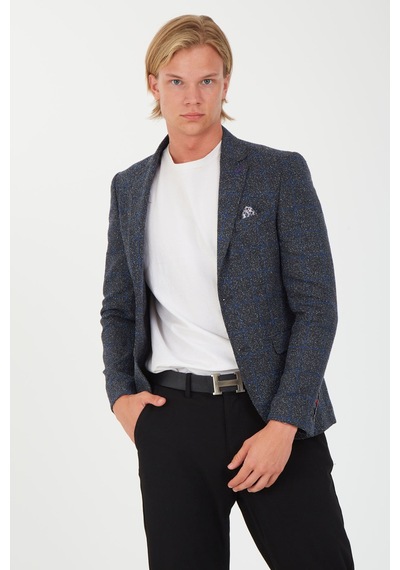 Sposo 5135 Dar Kalıp Kareli Koyu Gri Erkek Blazer Ceket Koyu Gri