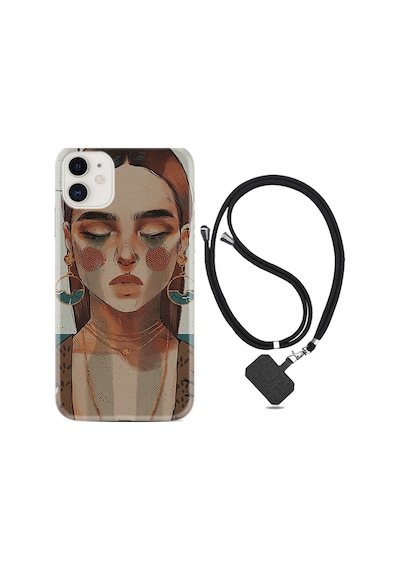 Apple Uyumlu iPhone 13 Mini Kılıf Boyun Askılı Woman Maniplatiun 1362