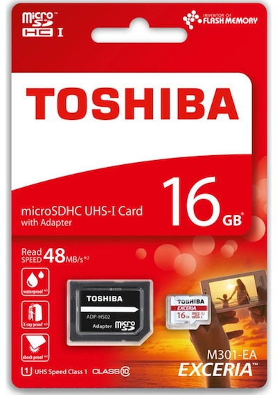 Toshiba Exceria M301-EA 16 GB MicroSDHC Class 10 UHS-I Hafıza Kartı + Adaptör