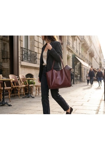 Zennamoda Bordo Yumuşak Deri Omuz Çantası 31x24 Cm Ekstra Makyaj Çantalı Günlük Kadın Çanta Çok Renkli