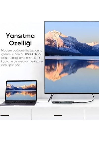 Macbook İle Uyumlu Usb-c Hub Çoklayıcı Hdmı/sd Card/micro Sd/usb 2.0/usb 3.0/usb-c/pd 100watt / Bağl