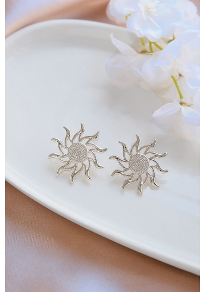 Silver Döngü Güneş Küpe Renkli